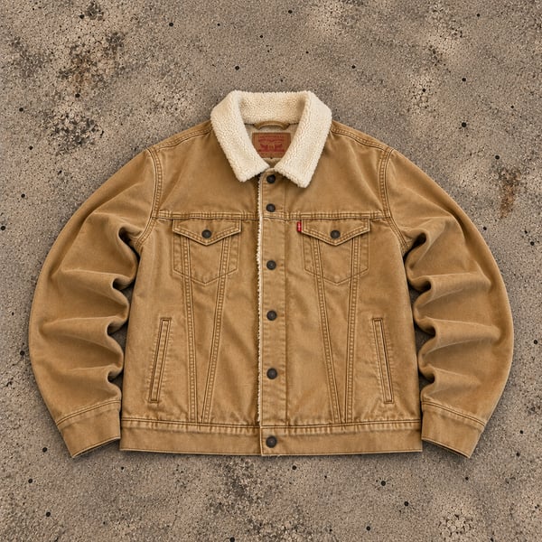 Levi's Type 3 Sherpa Trucker Jacket Size L Brown Canvas
