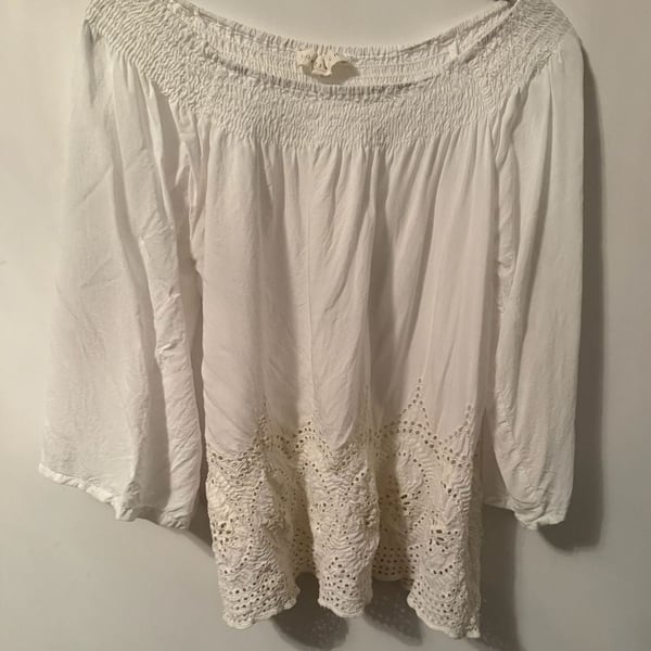 Lovesick Off The Shoulder Eyelet Top White Size M
