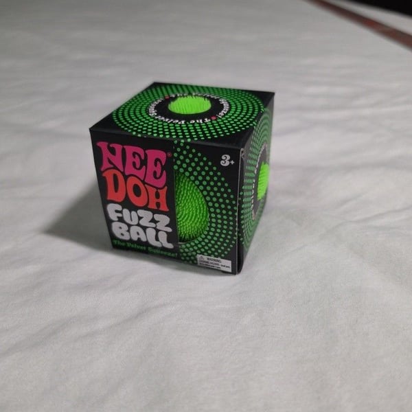 Schylling NeeDoh Fuzz Ball Velvet Squeeze Green Stress Toy New