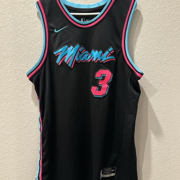 Nike Miami Heat Dwyane Wade 3 Vice Jersey Size 52 Black Swingman