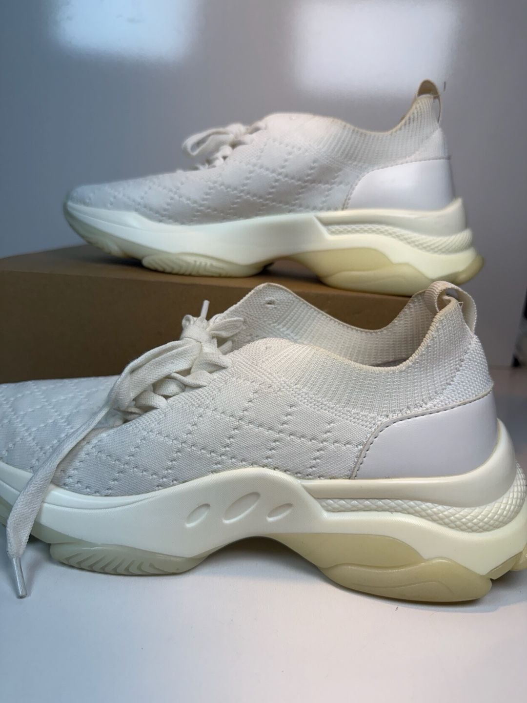 Steve Madden Myles Quilted Chunky Sneakers White 7