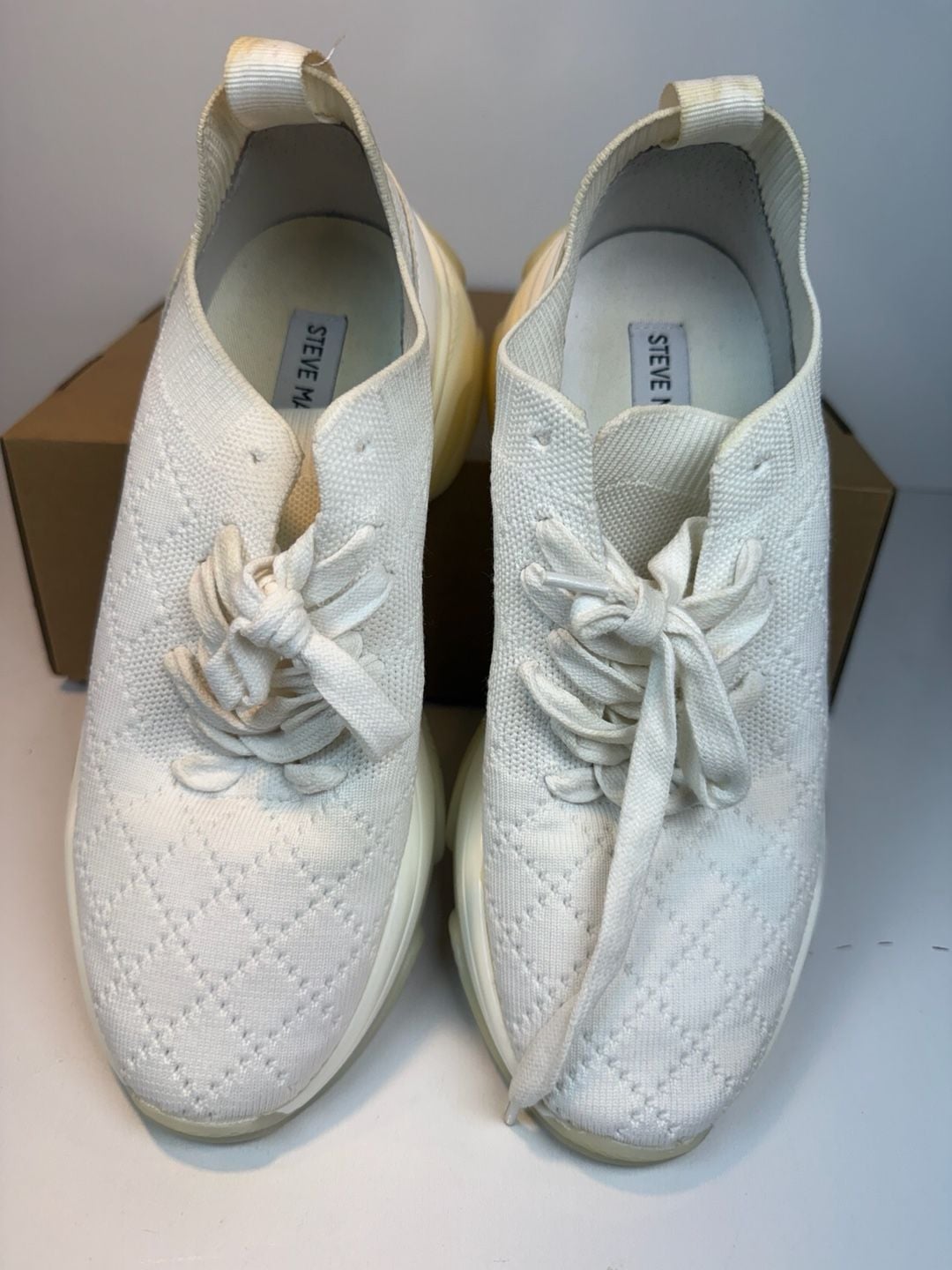 Steve Madden Myles Quilted Chunky Sneakers White 8