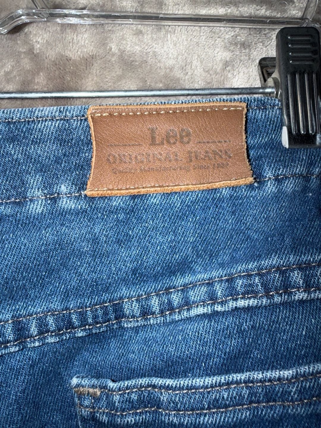 Lee High Rise Utility Straight Jeans Blue Denim Large 10