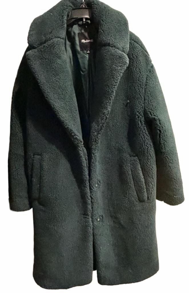 Madewell (Re)sourced Sherpa Teddy Coat Size M Green 2