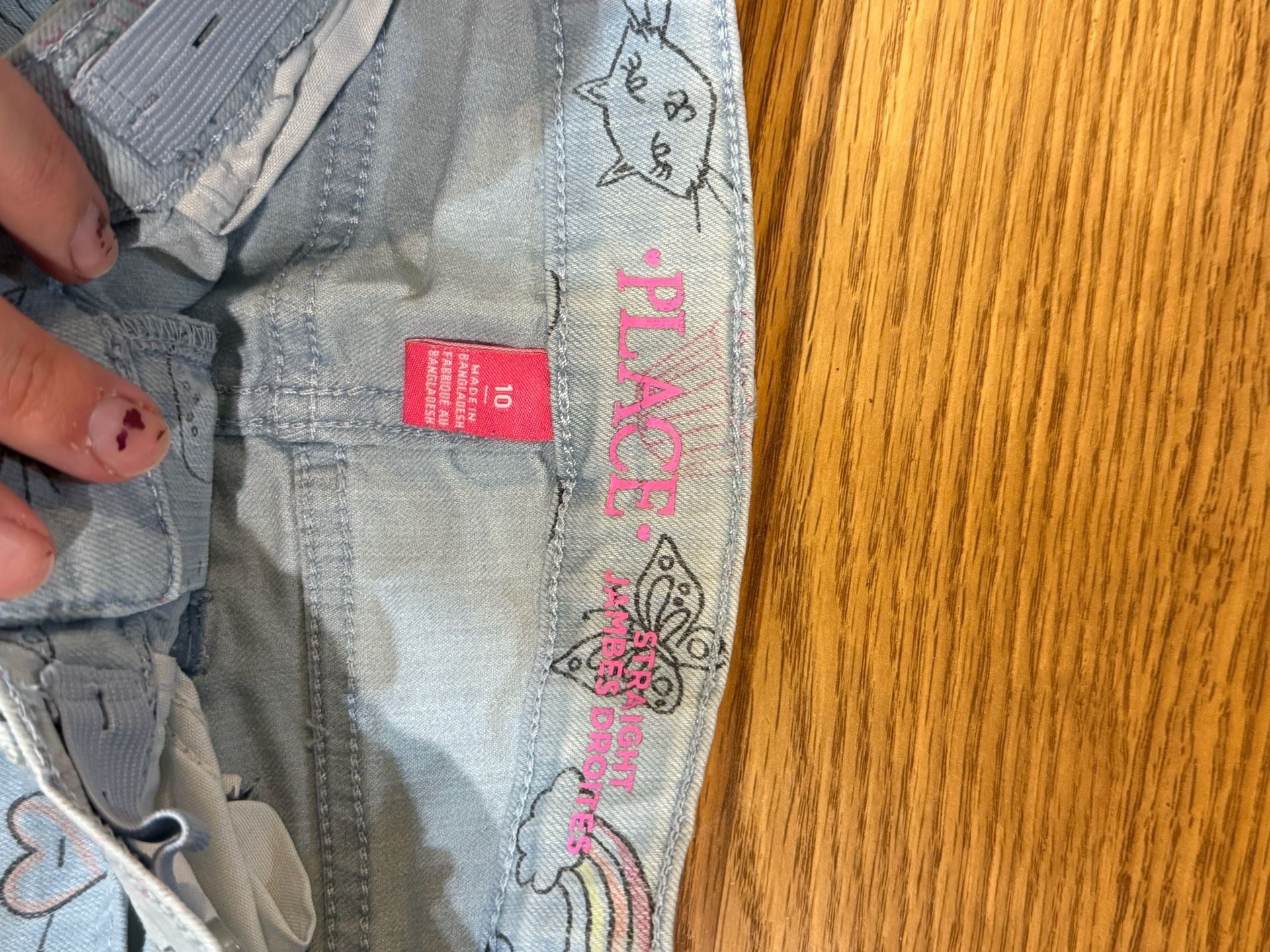 Girls Doodle Print Straight Jeans - BLUE 3
