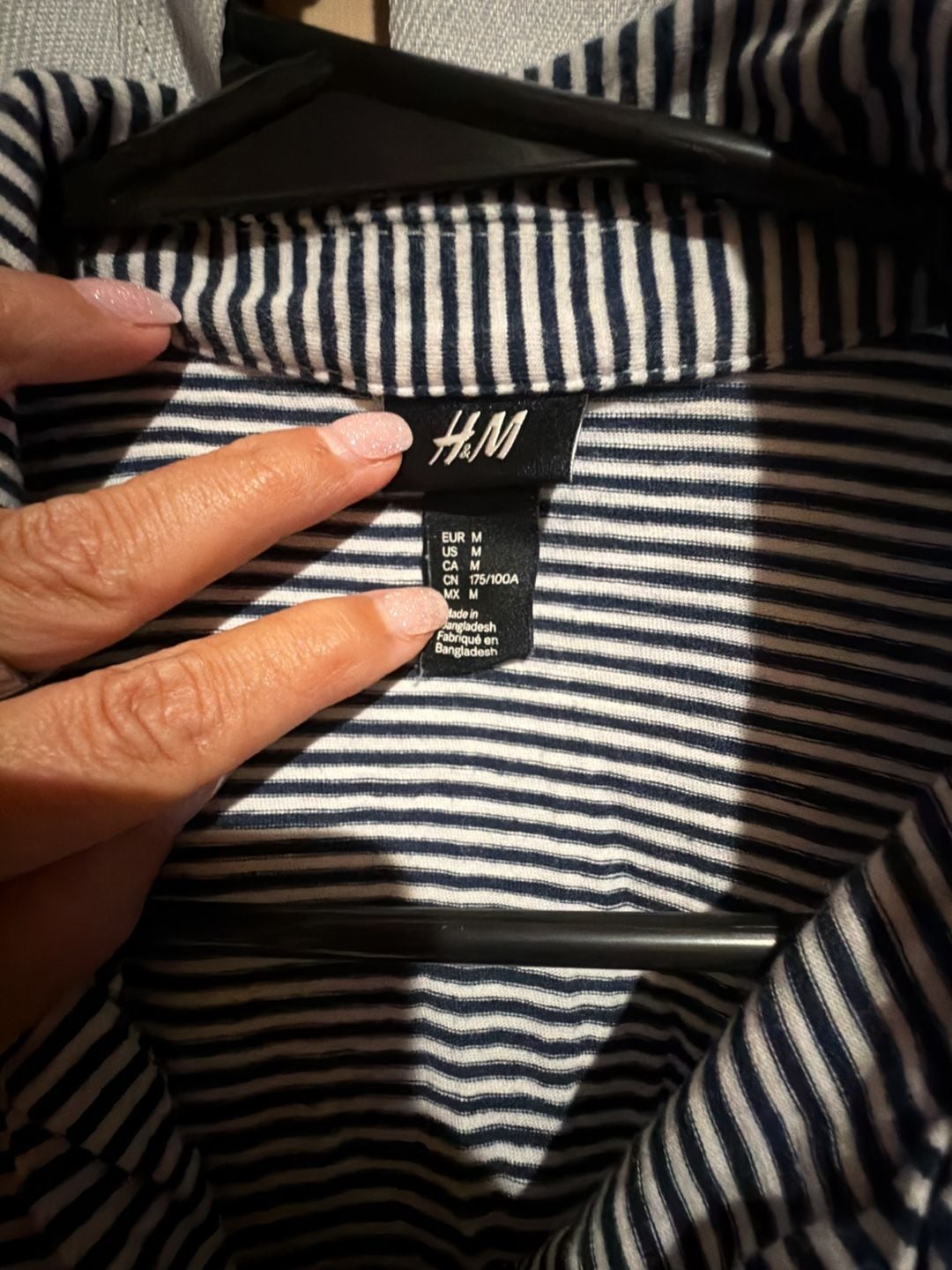 H&M Striped Polo Shirt Size M Black White Short Sleeve 3