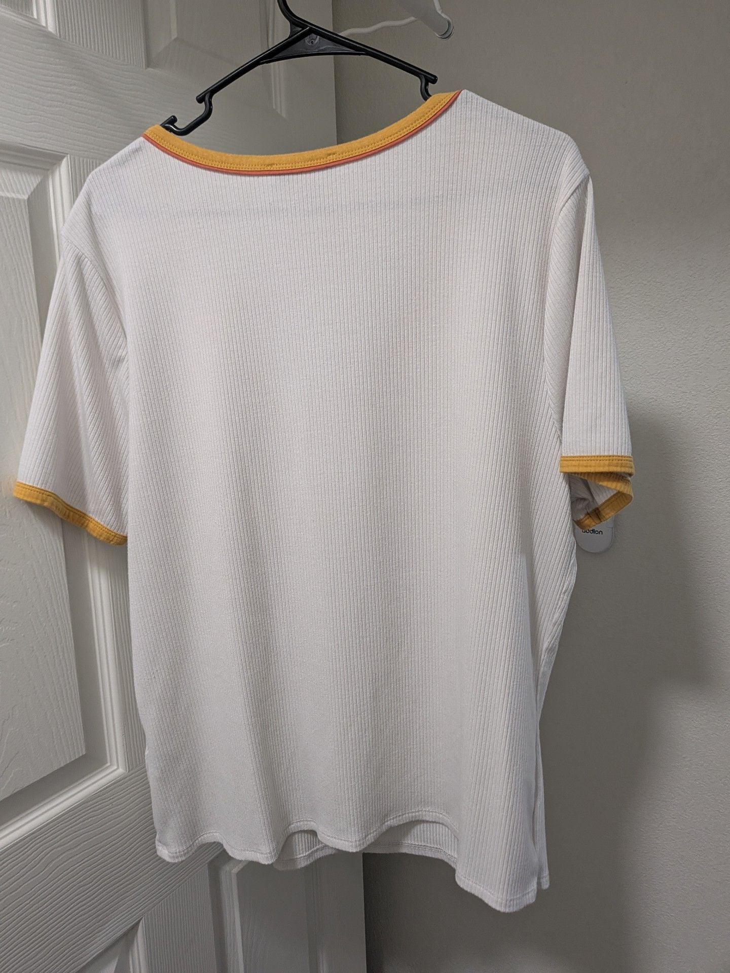 Forever 21 Ringer T-Shirt Size 1X White Ribbed V-Neck 6