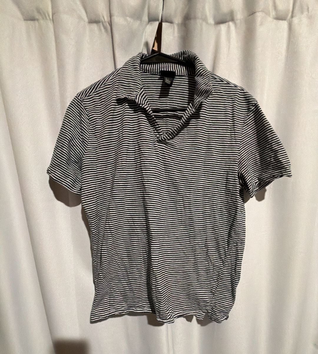 H&M Striped Polo Shirt Size M Black White Short Sleeve 2
