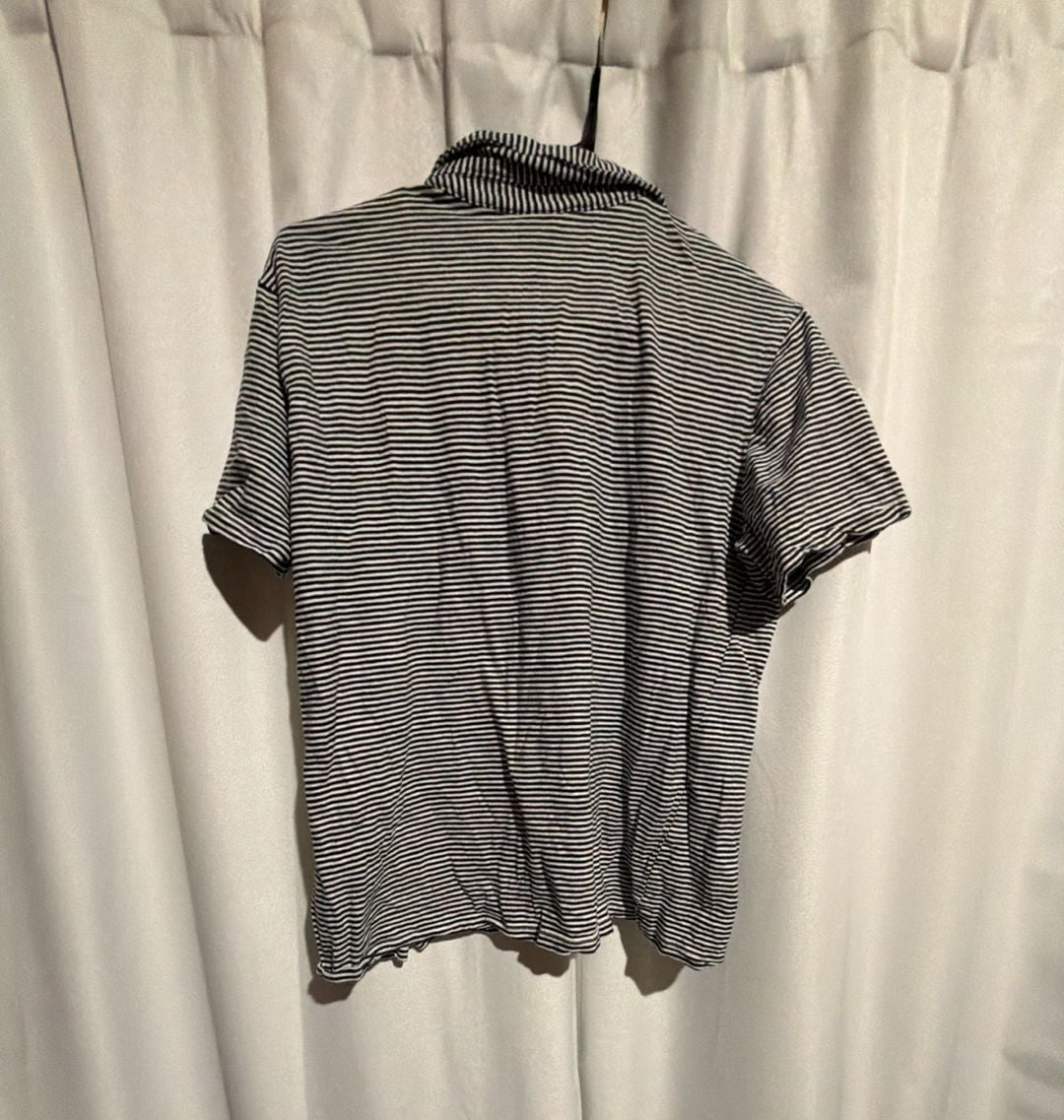H&M Striped Polo Shirt Size M Black White Short Sleeve 4