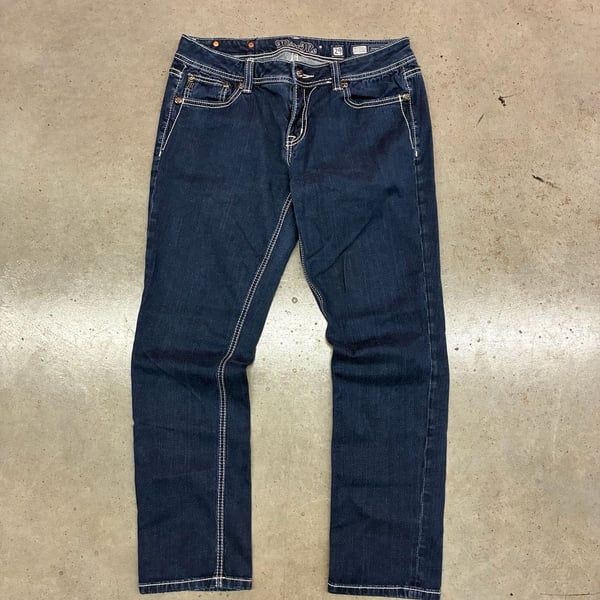 Miss Me Easy Skinny Jeans Size 29 Dark Wash White Stitching