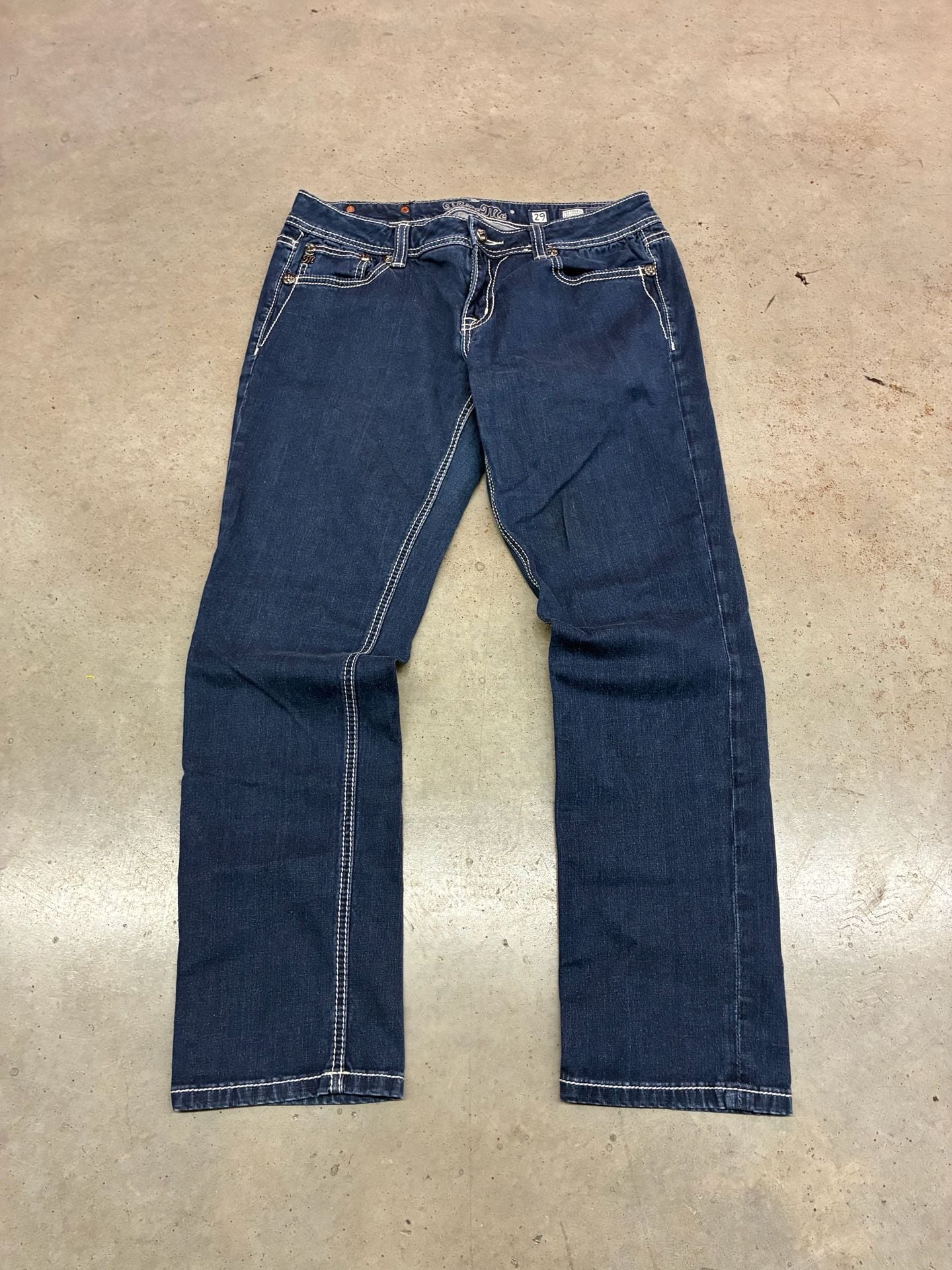 Miss Me Easy Skinny Jeans Size 29 Dark Wash White Stitching 3