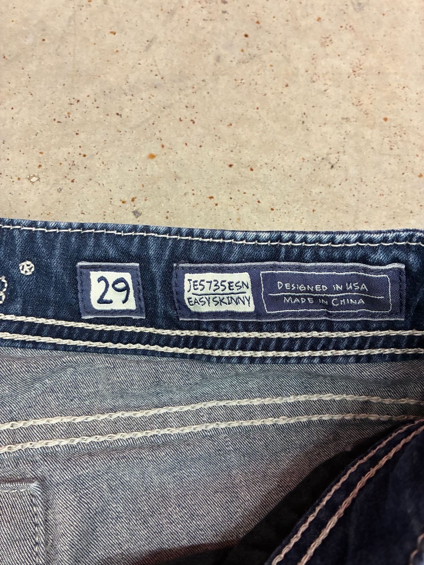 Miss Me Easy Skinny Jeans Size 29 Dark Wash White Stitching 5