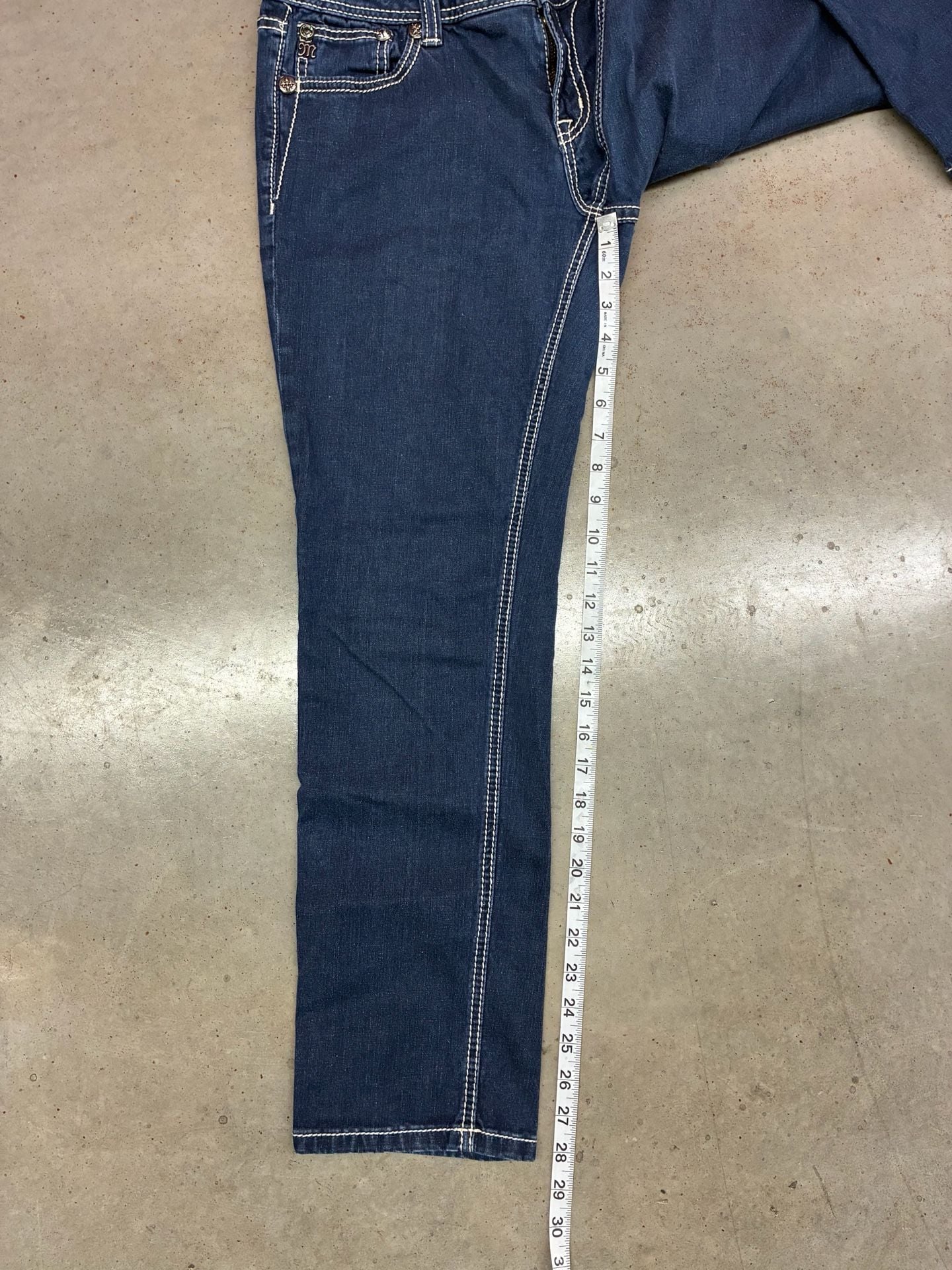 Miss Me Easy Skinny Jeans Size 29 Dark Wash White Stitching 7