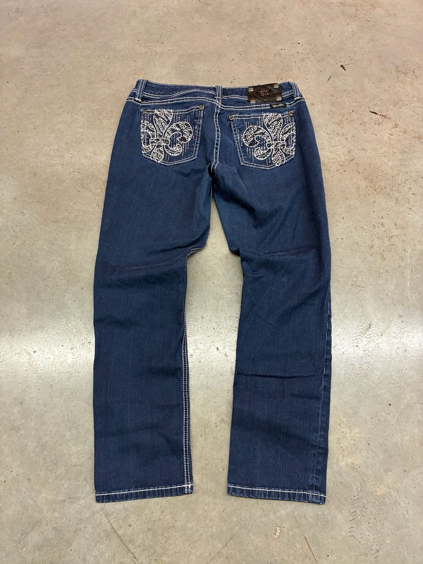 Miss Me Easy Skinny Jeans Size 29 Dark Wash White Stitching 10