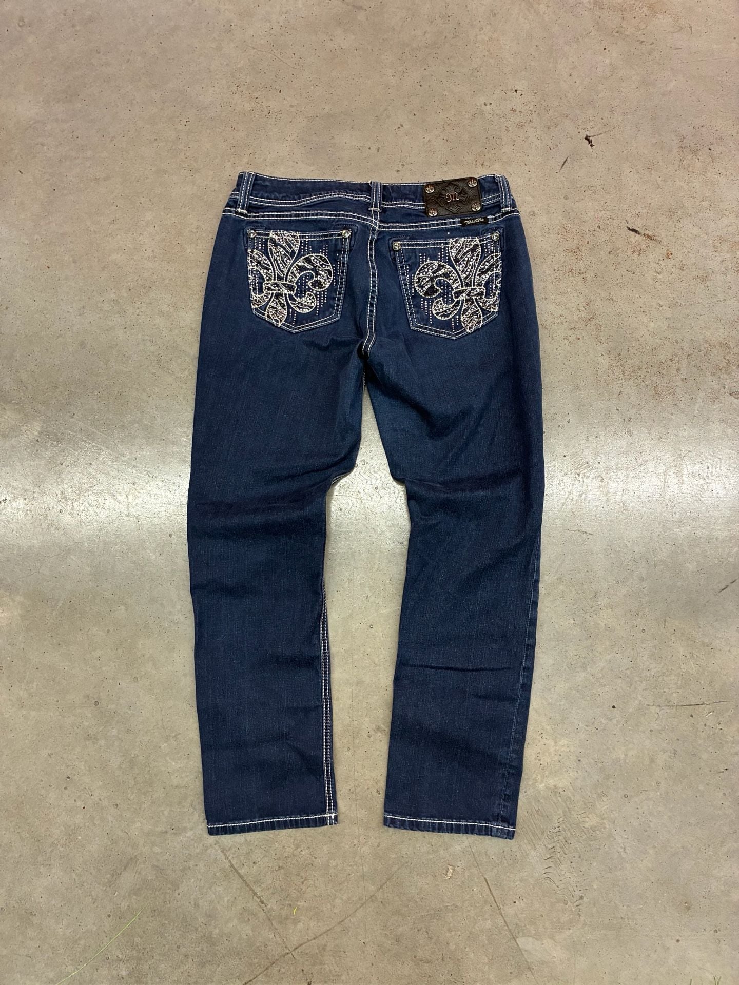 Miss Me Easy Skinny Jeans Size 29 Dark Wash White Stitching 11