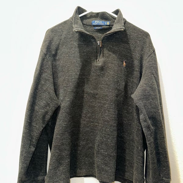 Polo Ralph Lauren Estate Rib Quarter Zip Pullover Size L Gray