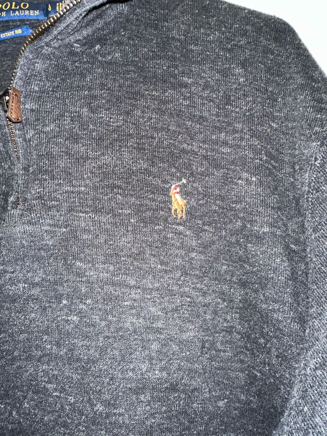 Polo Ralph Lauren Estate Rib Quarter Zip Pullover Size L Gray 3