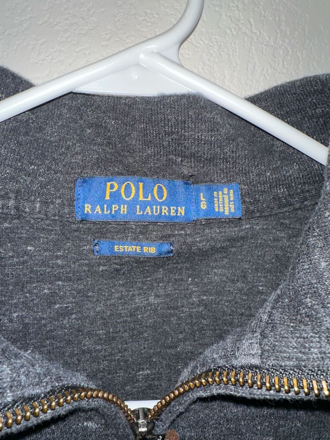 Polo Ralph Lauren Estate Rib Quarter Zip Pullover Size L Gray 4