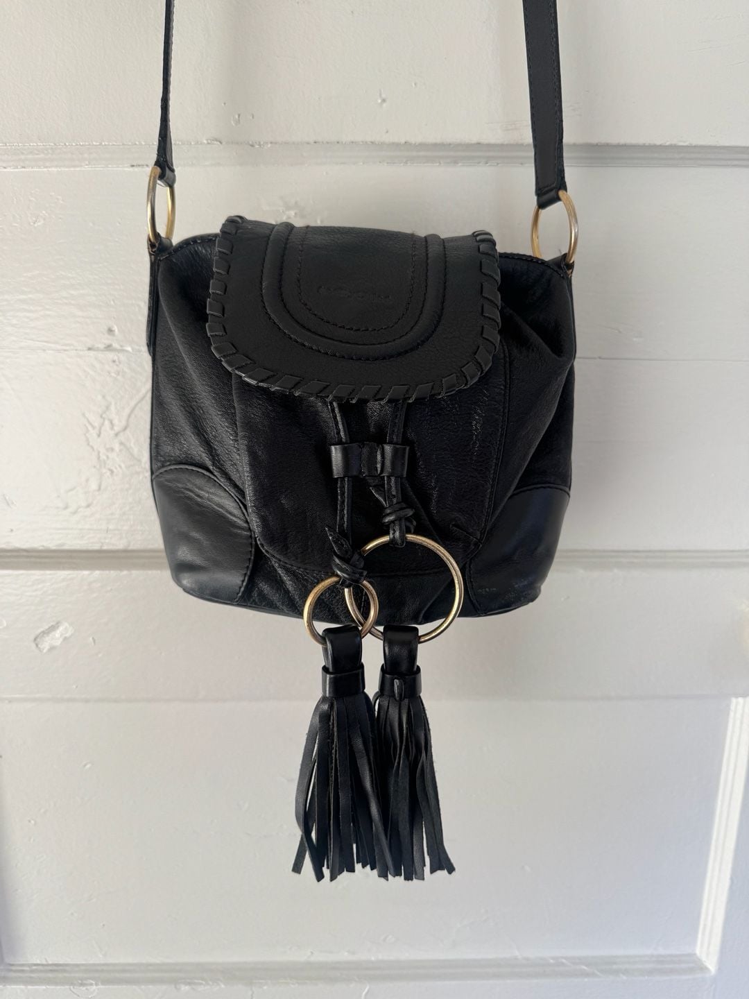 See By Chloe Black Leather Crossbody Bag with Tassels and Gold Hardware 2