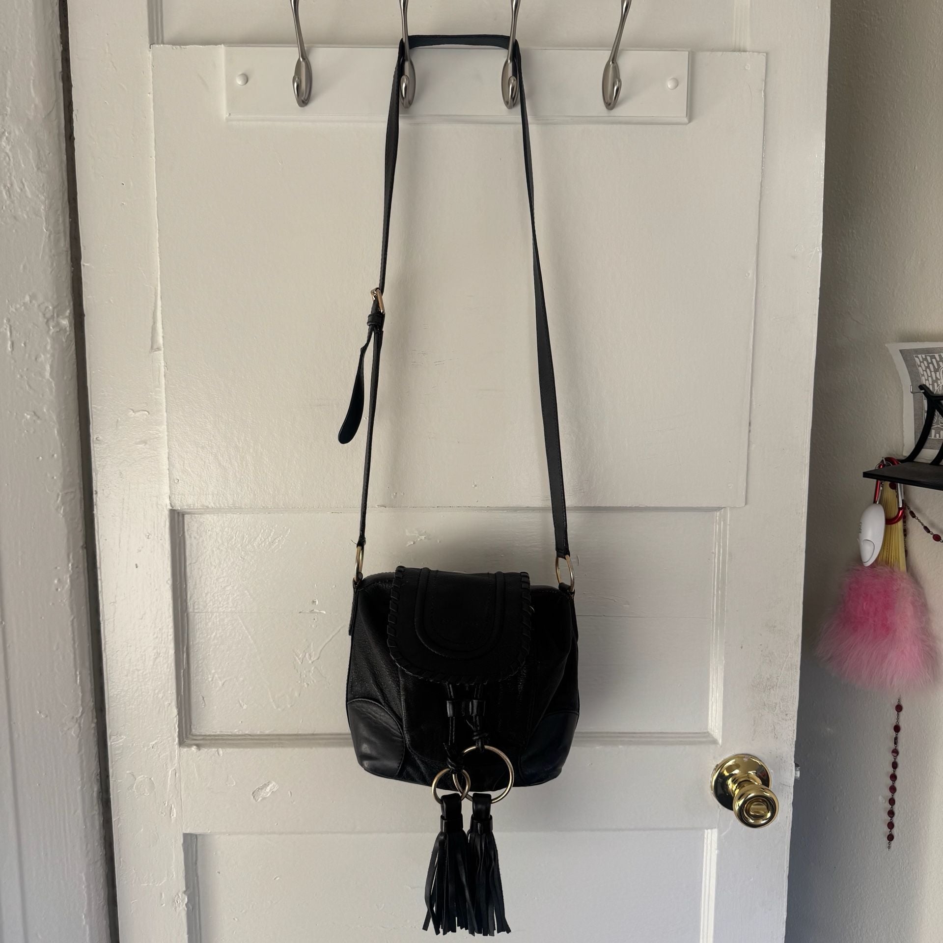 See By Chloe Black Leather Crossbody Bag with Tassels and Gold Hardware 5