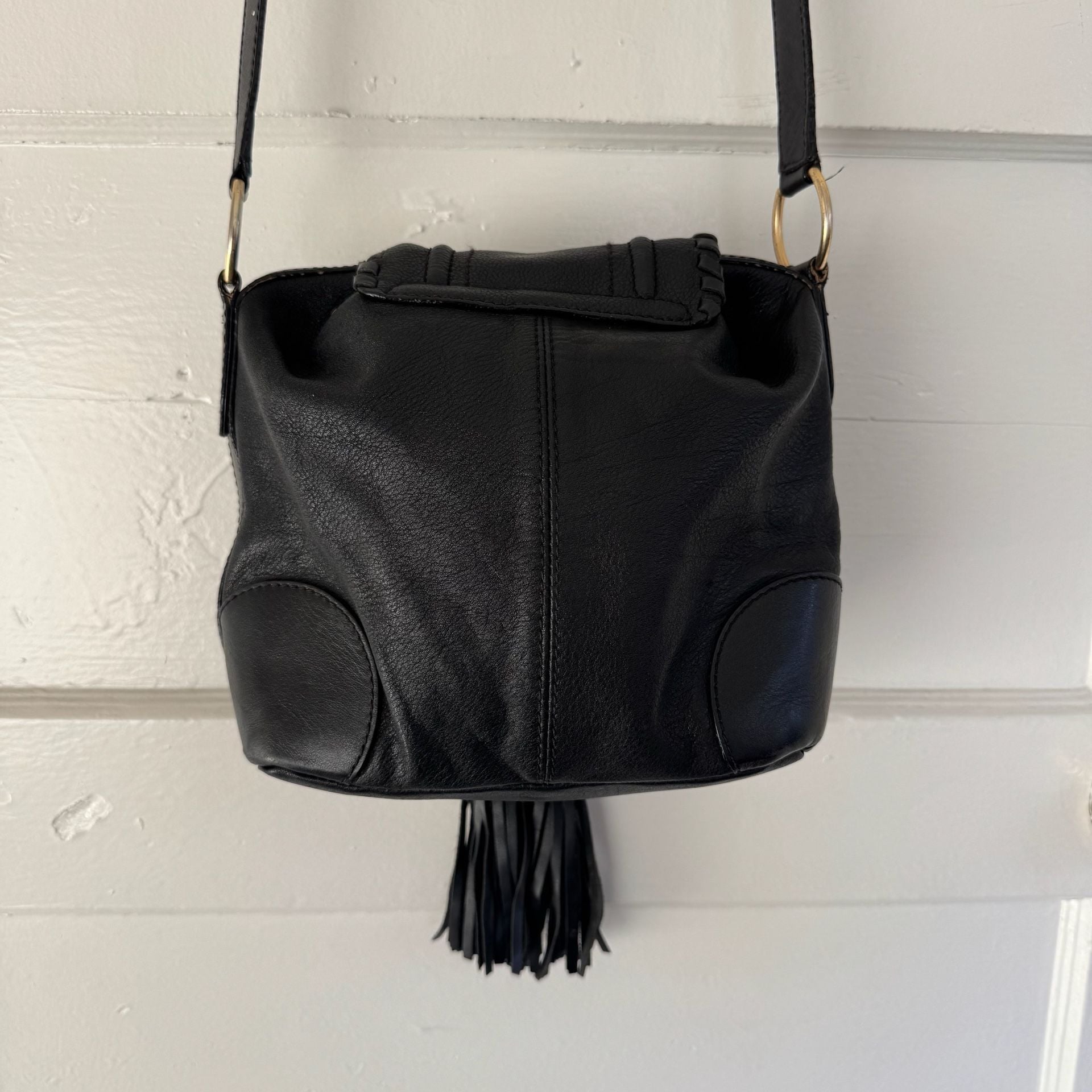 See By Chloe Black Leather Crossbody Bag with Tassels and Gold Hardware 7
