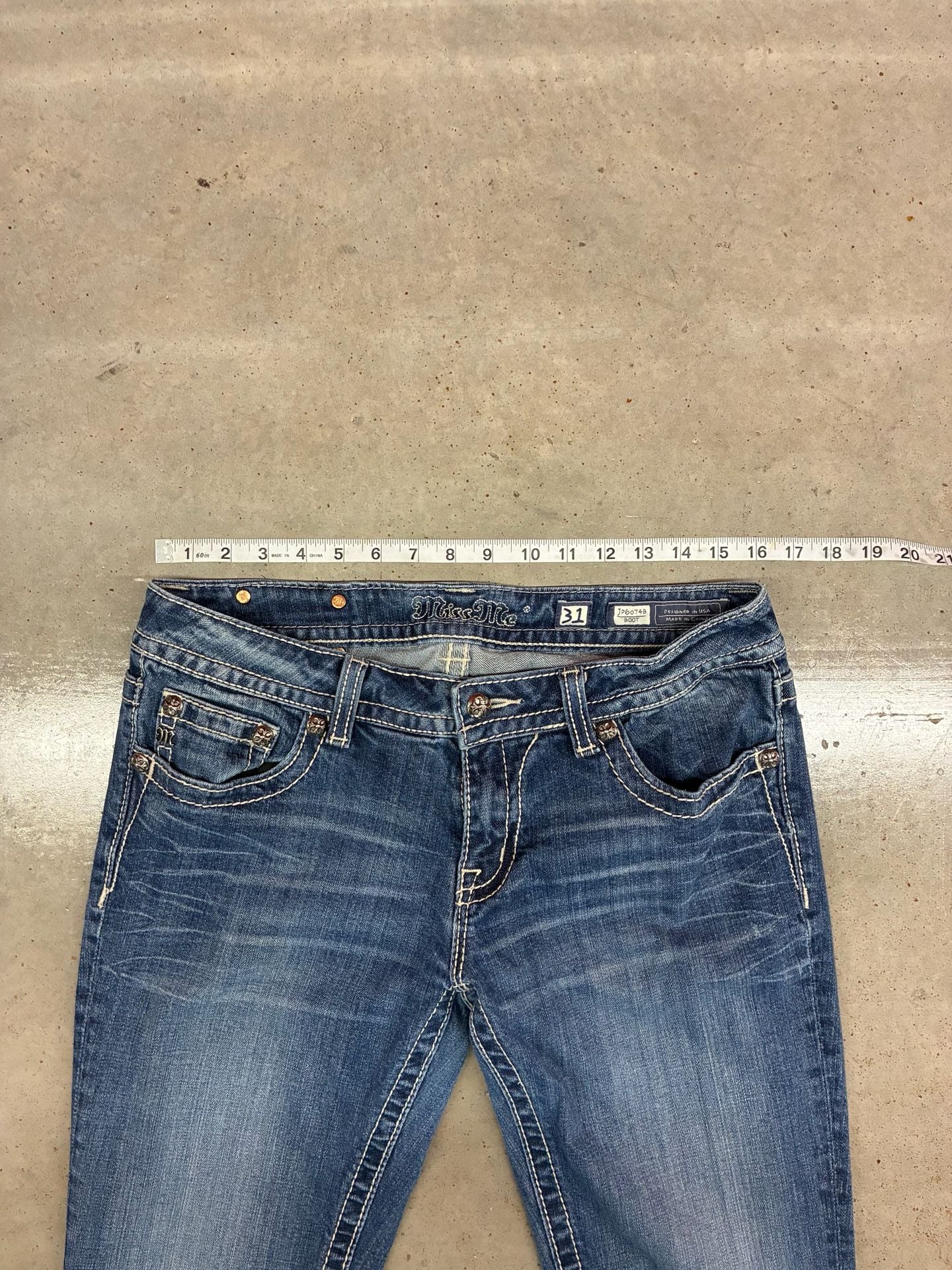 Miss Me Bootcut Jeans Size 31 Dark Wash Distressed 6