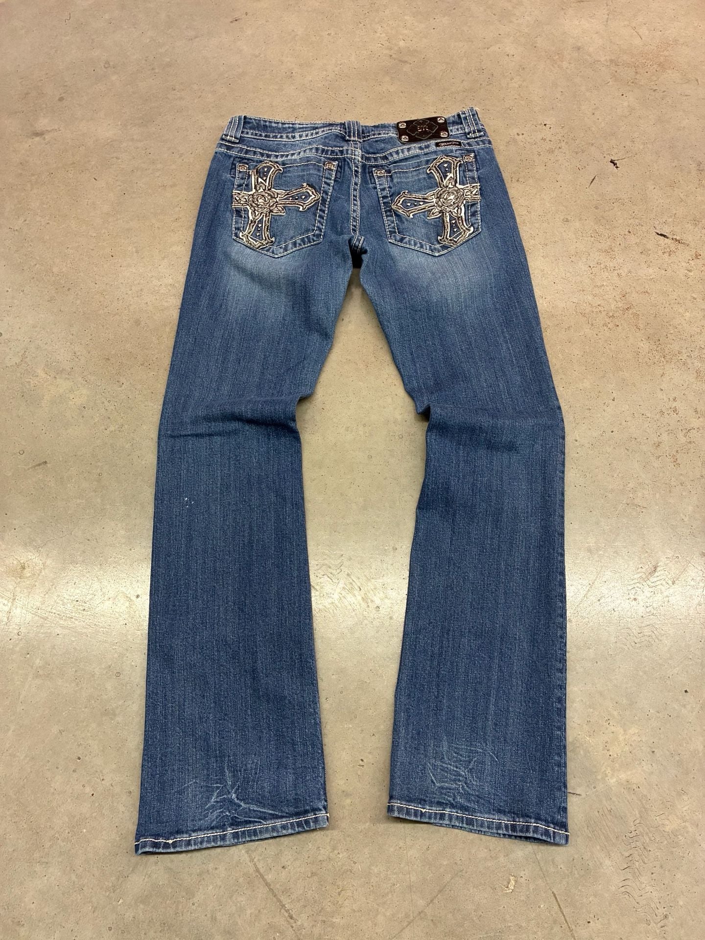 Miss Me Bootcut Jeans Size 31 Dark Wash Distressed 11