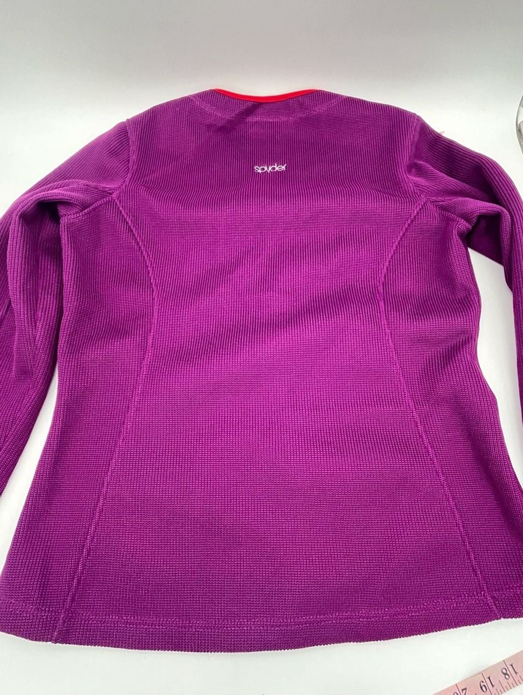 Spyder Purple Long Sleeve Knit Fleece lined Jacket with snaps and red piping L 5