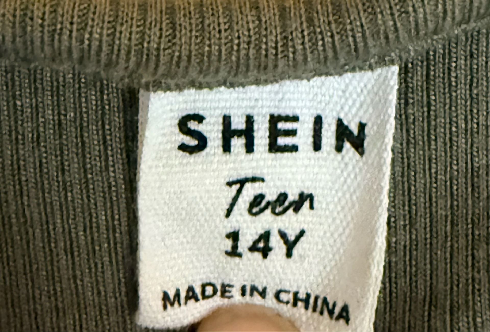 Shein Long Sleeve Ribbed Crop Top Green White Teen 14Y 4