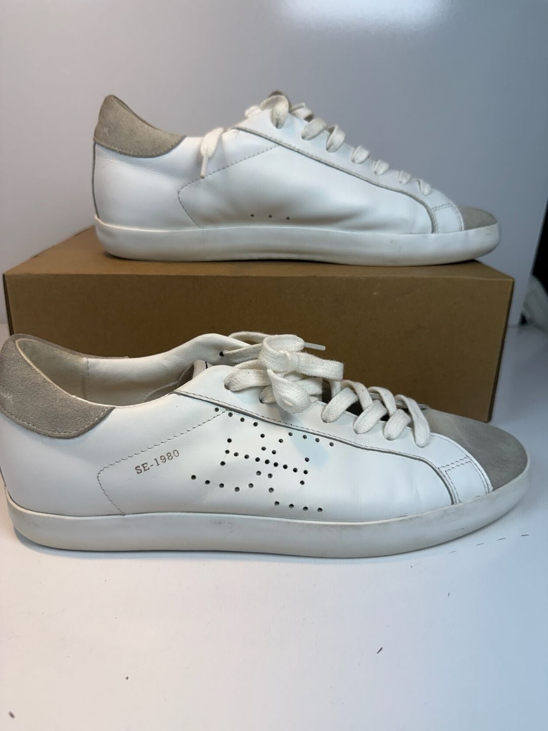 Sam Edelman Aubrie Size 9M White Greige Leather Sneaker 2