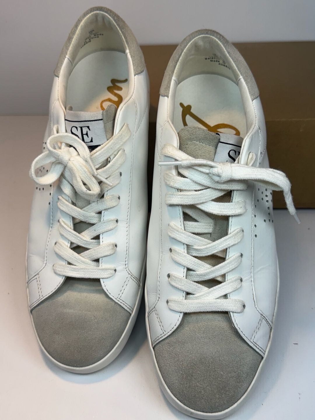 Sam Edelman Aubrie Size 9M White Greige Leather Sneaker 5