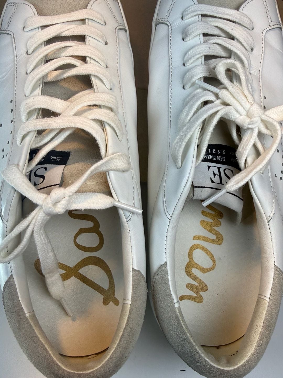 Sam Edelman Aubrie Size 9M White Greige Leather Sneaker 7