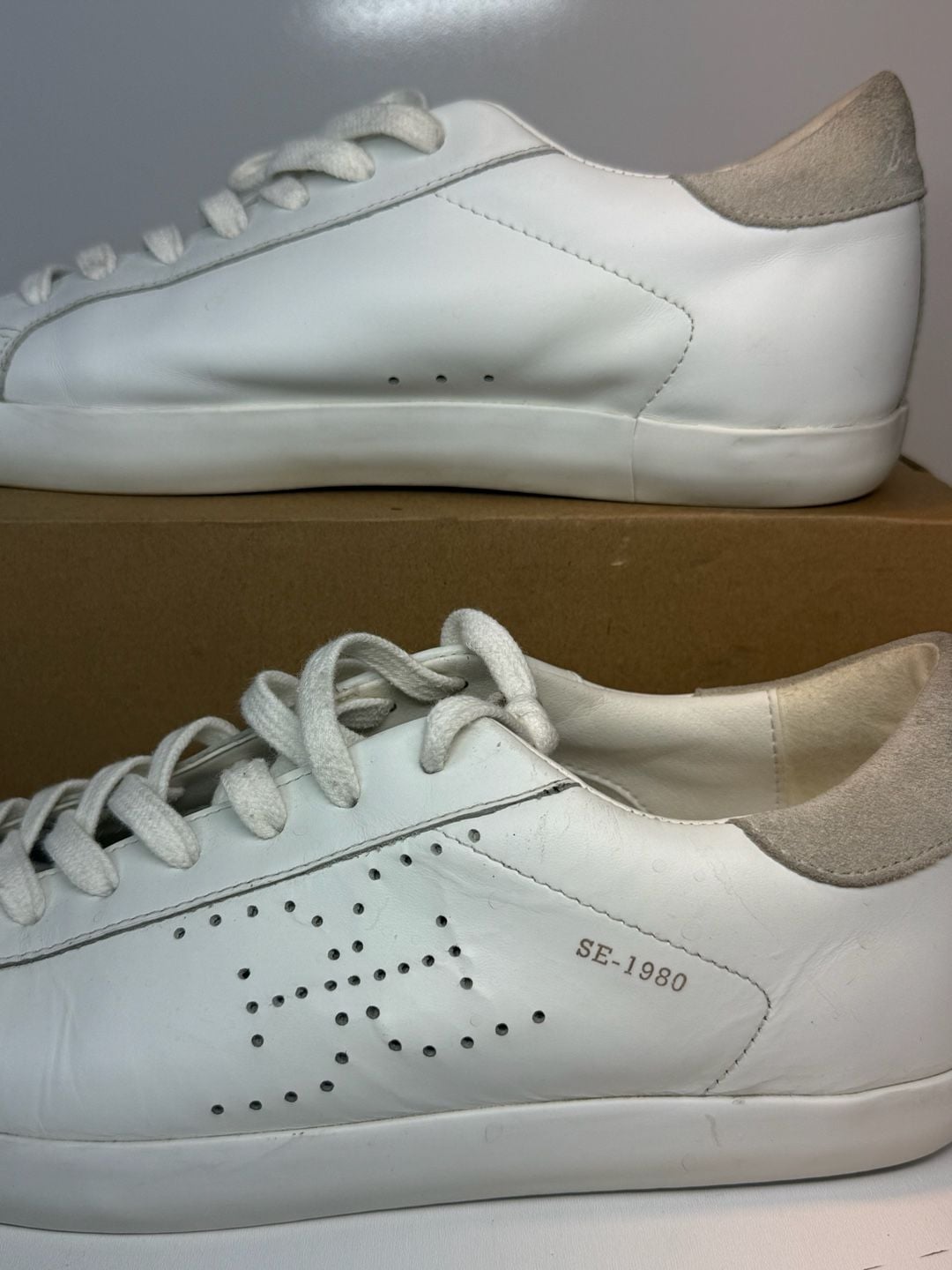 Sam Edelman Aubrie Size 9M White Greige Leather Sneaker 8