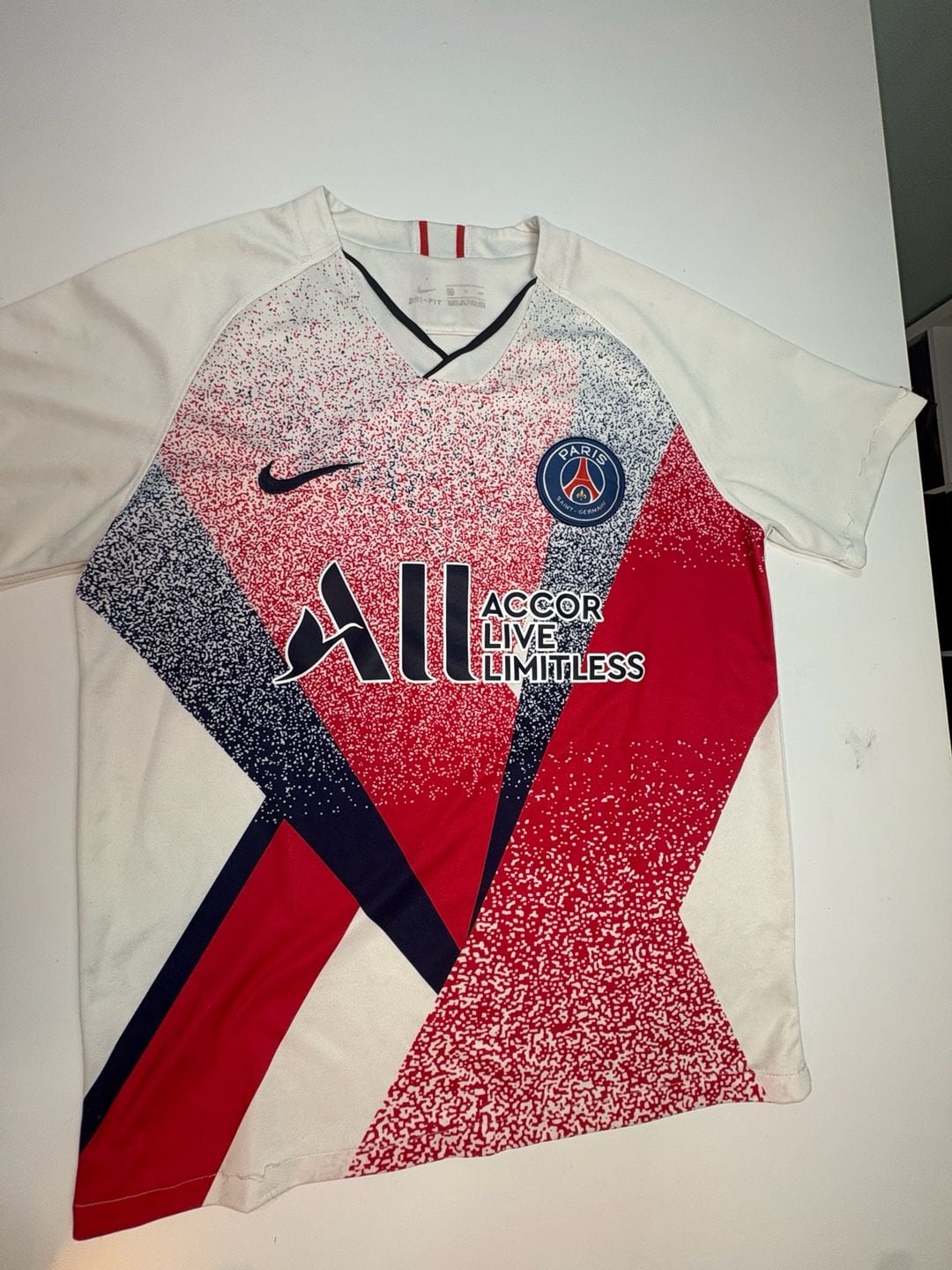 Nike PSG Paris Saint-Germain Dri-FIT Soccer Jersey White Red Navy ALL 2