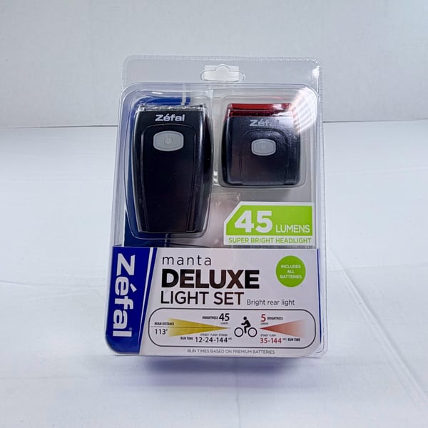 Zefal Manta Deluxe Bike Light 2- Piece Set 45 Lumens