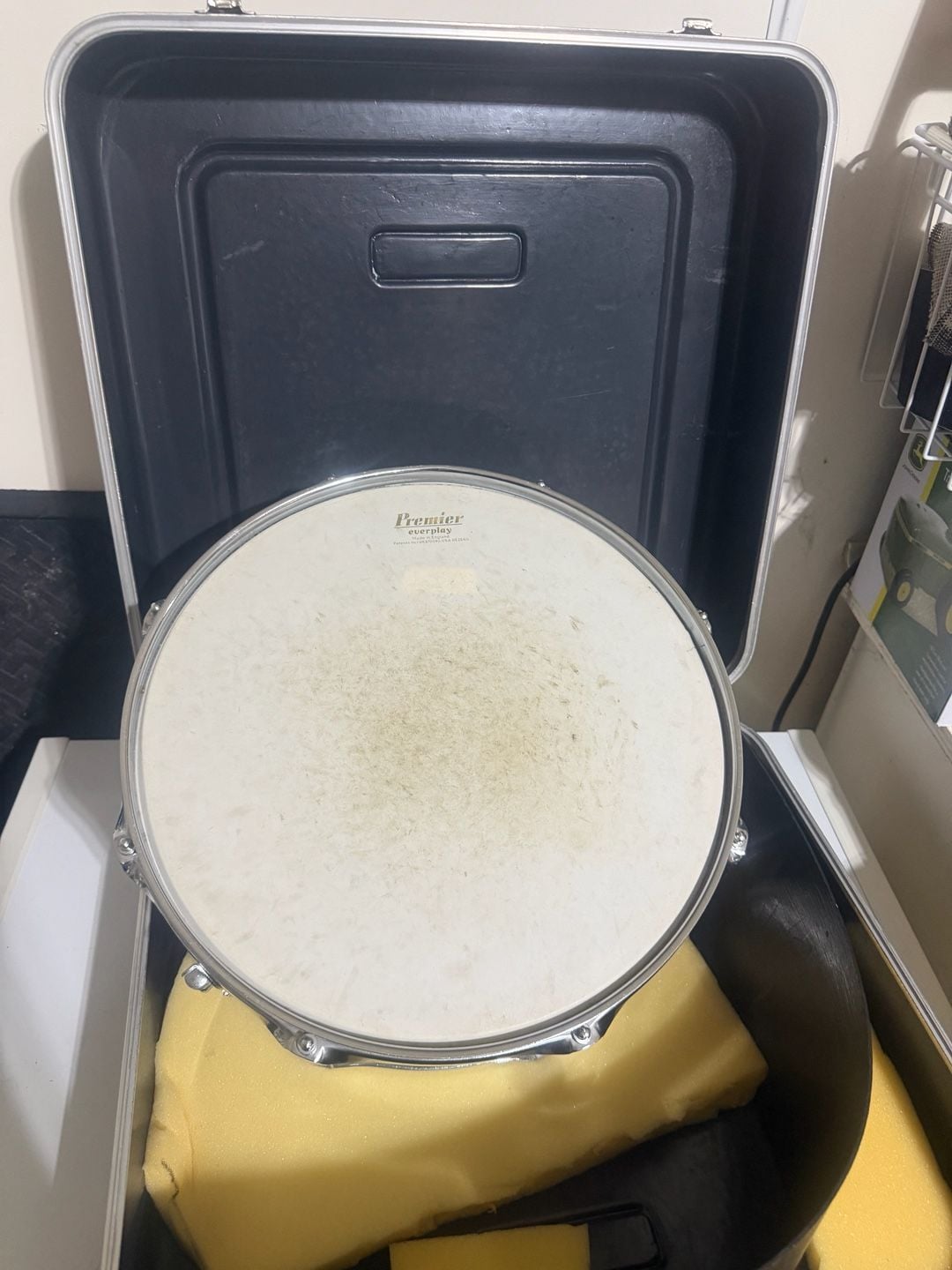 Premier Snare Drum 14 Vintage Metal With Case And Sticks 16