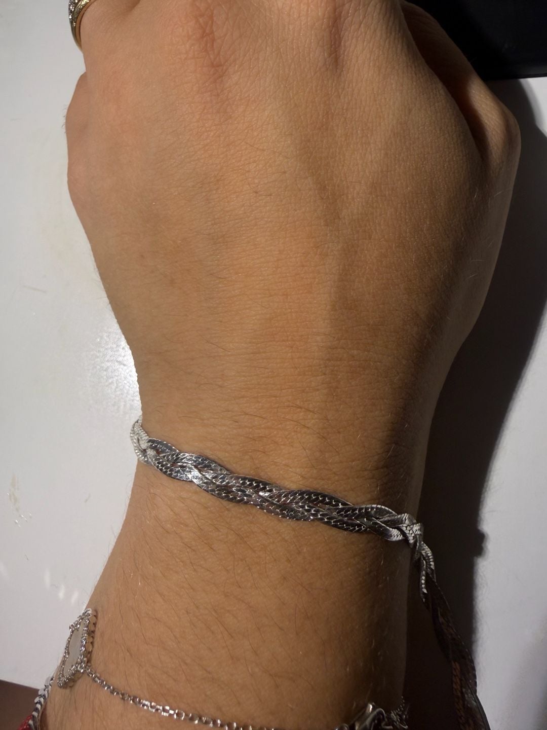 Sterling Silver Braided Herringbone Bracelet 925 Italy 2