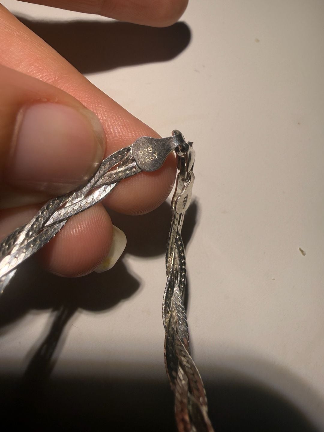 Sterling Silver Braided Herringbone Bracelet 925 Italy 4