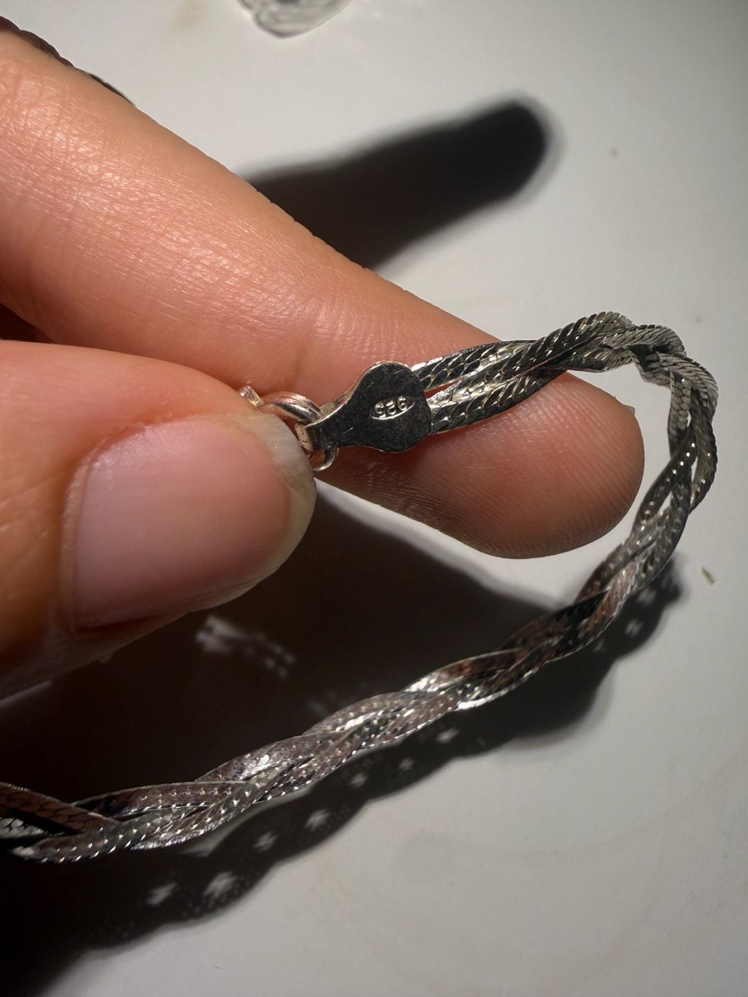 Sterling Silver Braided Herringbone Bracelet 925 Italy 5