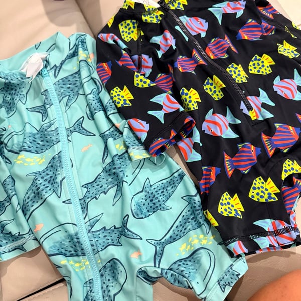 Hanna Andersson & Carters Baby Rashguard Swimsuit US 6-12 mos Multi Fish Print
