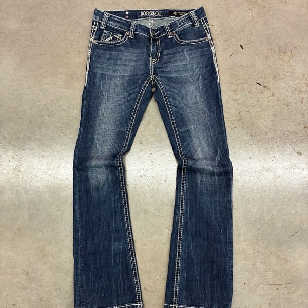 Rock & Roll Jeans Size 30x30 Blue Distressed Bootcut