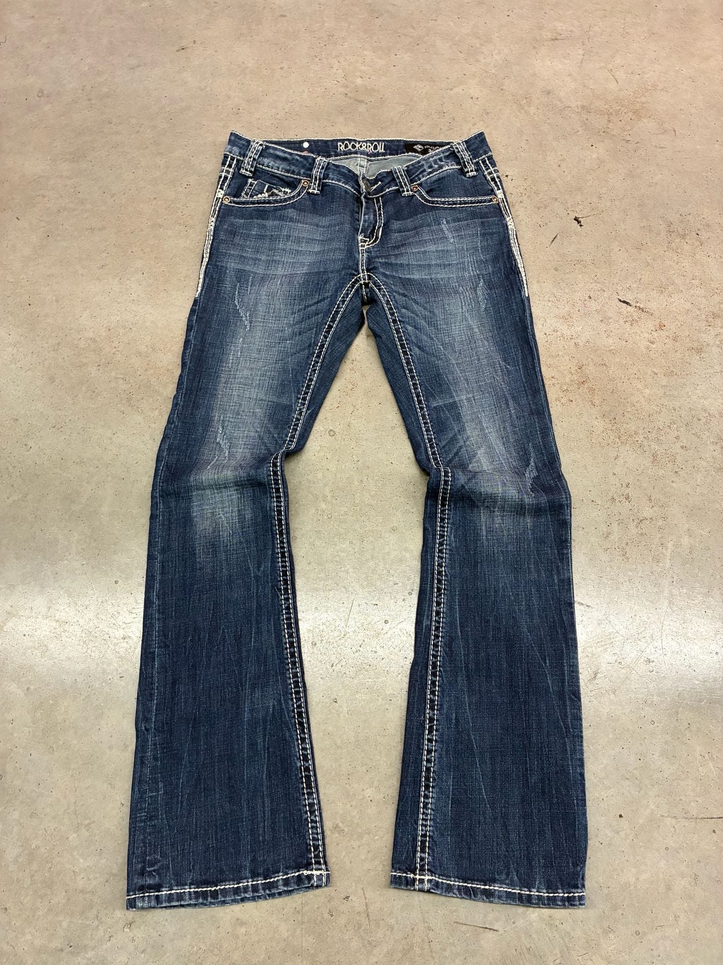 Rock & Roll Jeans Size 30x30 Blue Distressed Bootcut 3