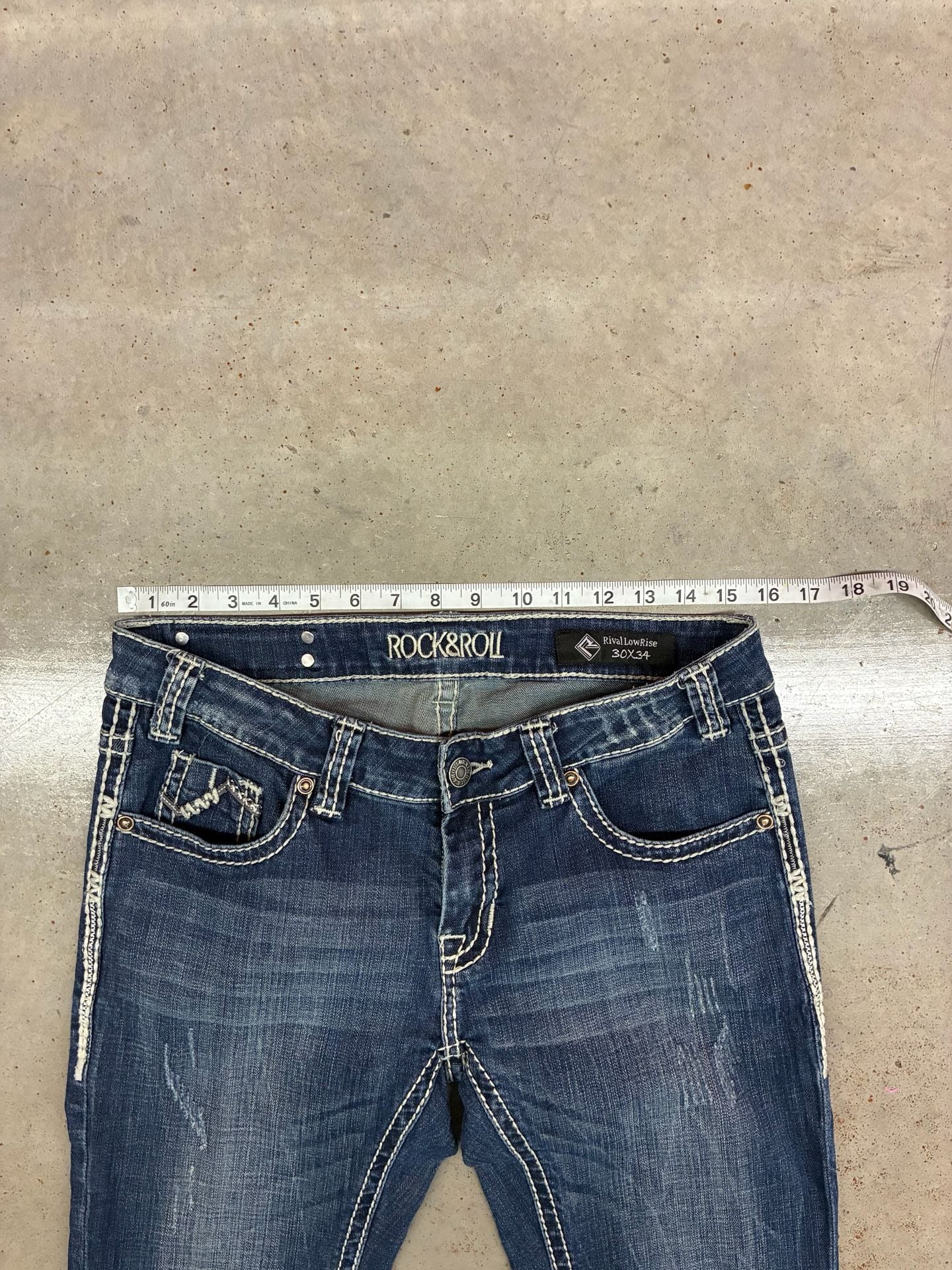 Rock & Roll Jeans Size 30x30 Blue Distressed Bootcut 6
