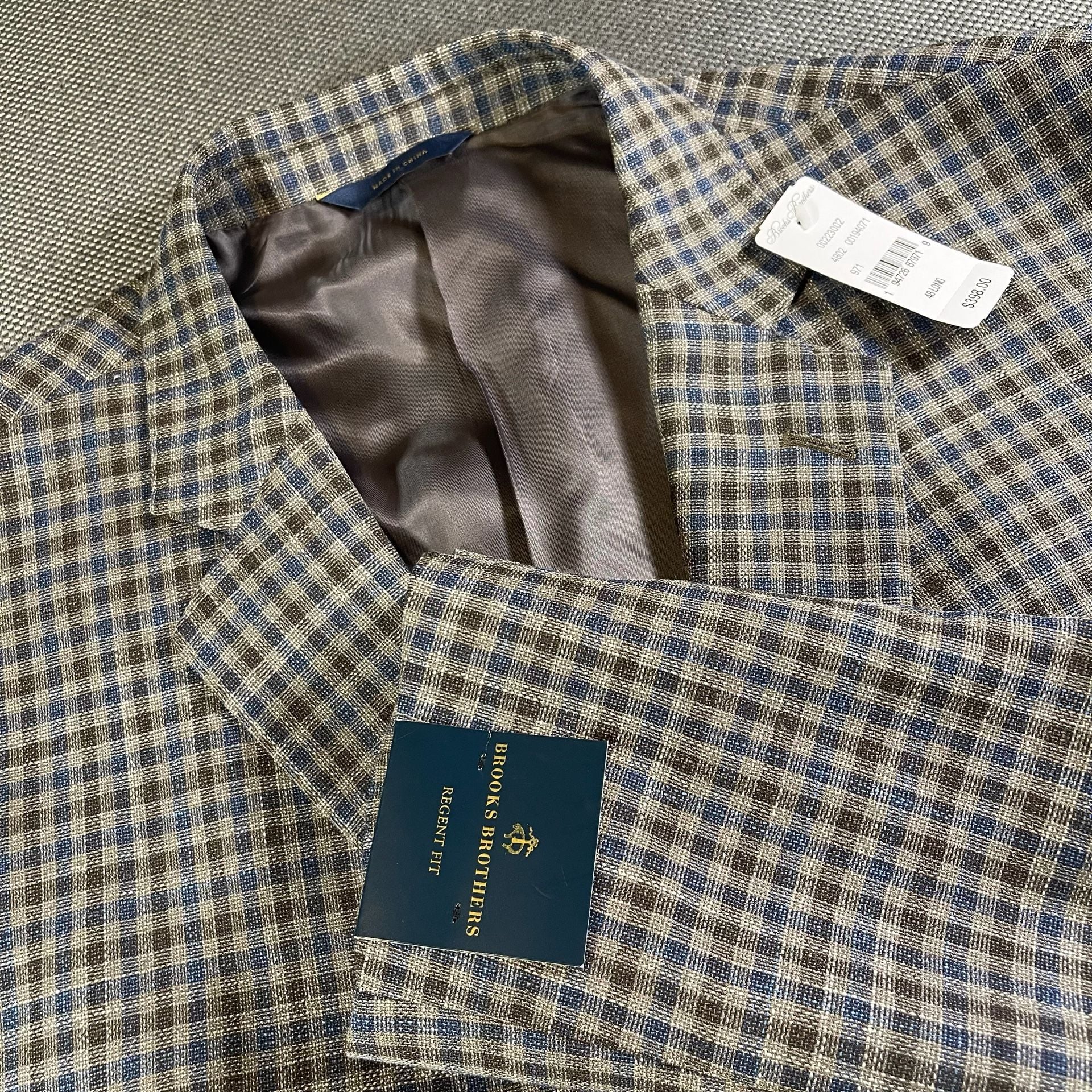 Brooks Brothers Regent Fit Sport Coat Size 48 Long Plaid Check Blazer 1