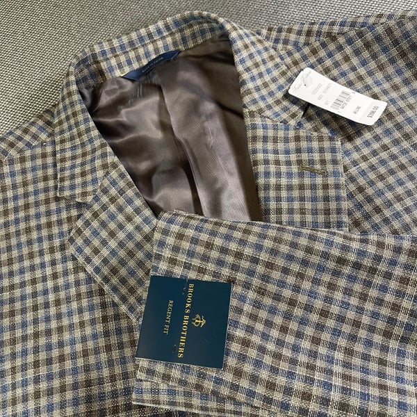 Brooks Brothers Regent Fit Sport Coat Size 48 Long Plaid Check Blazer