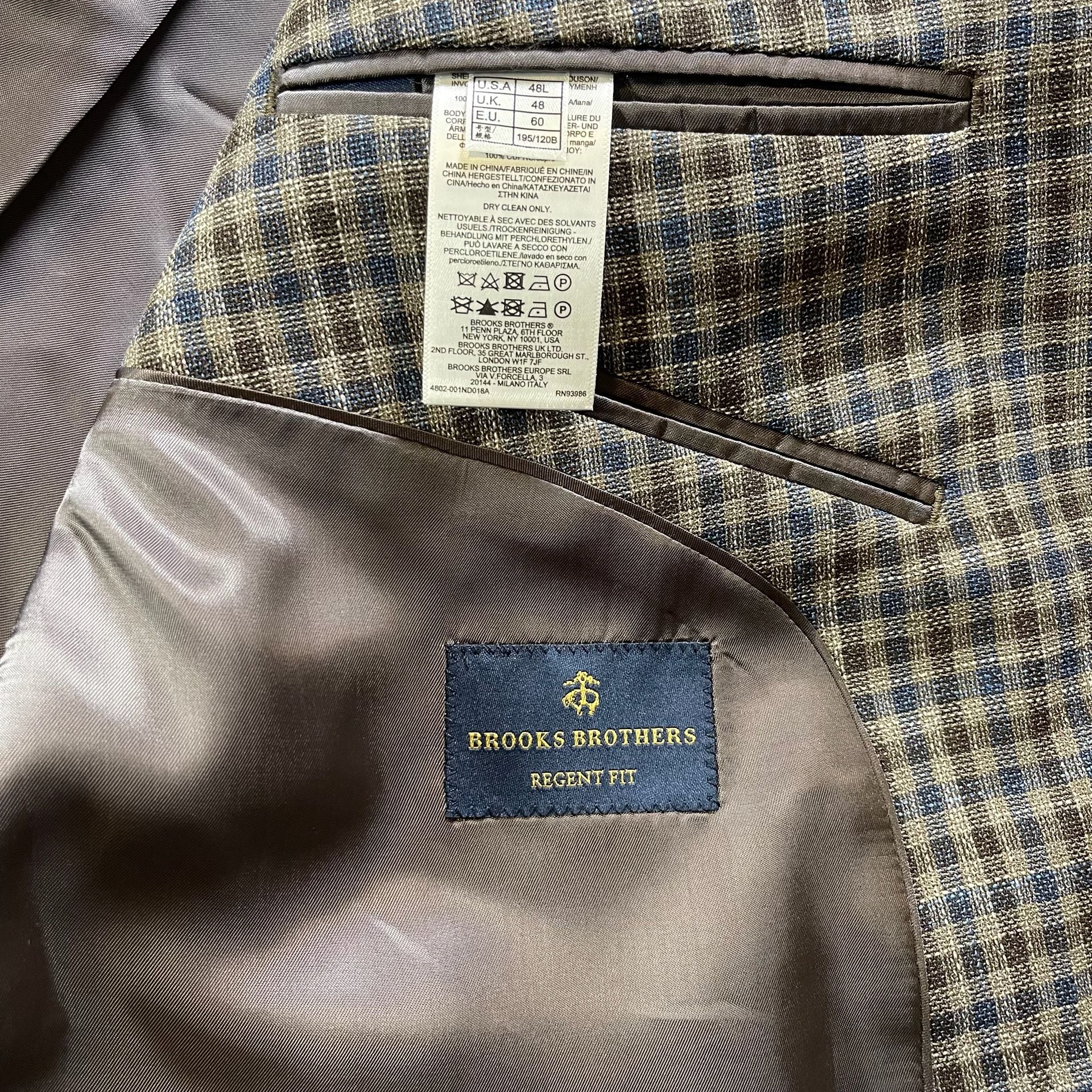 Brooks Brothers Regent Fit Sport Coat Size 48 Long Plaid Check Blazer 8