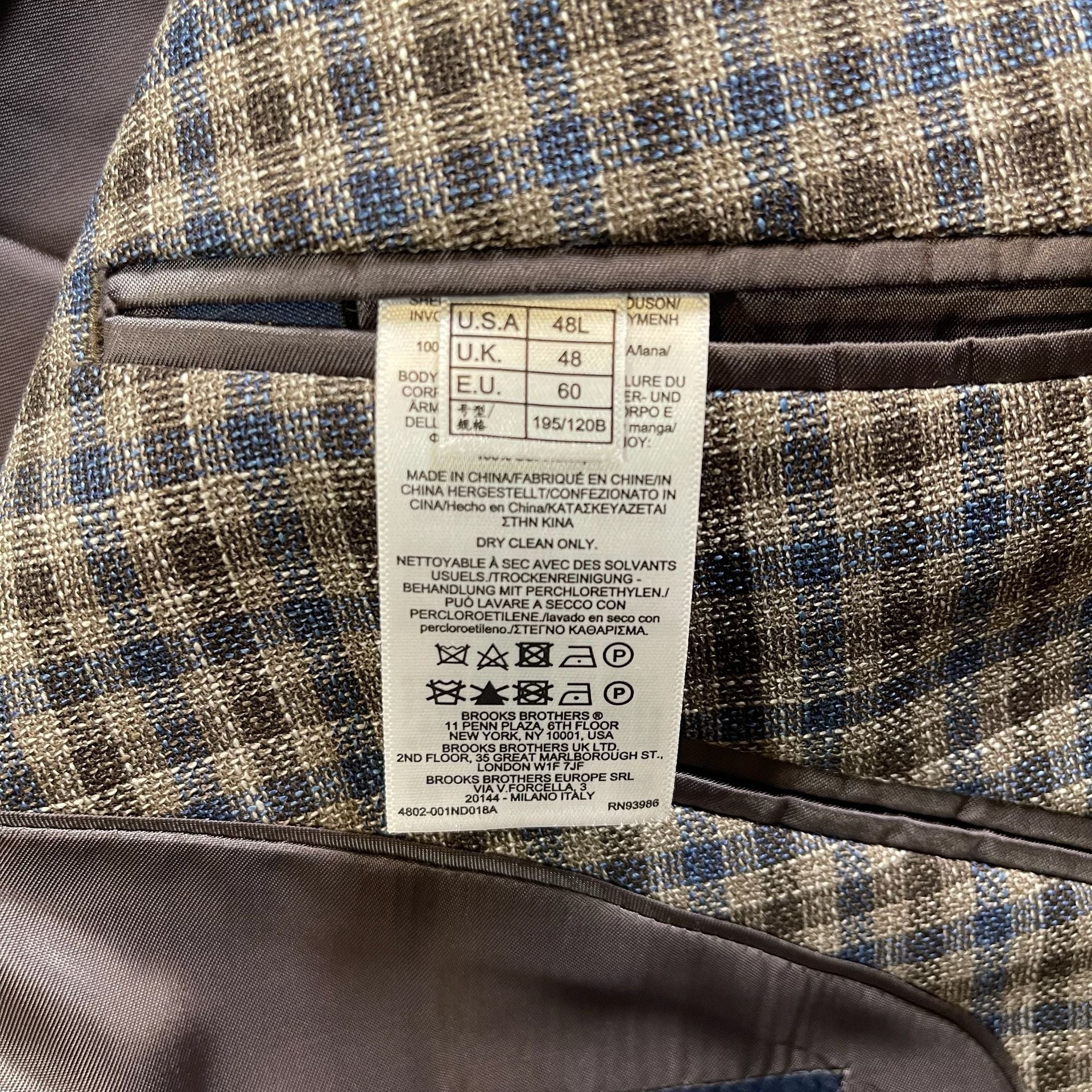 Brooks Brothers Regent Fit Sport Coat Size 48 Long Plaid Check Blazer 9