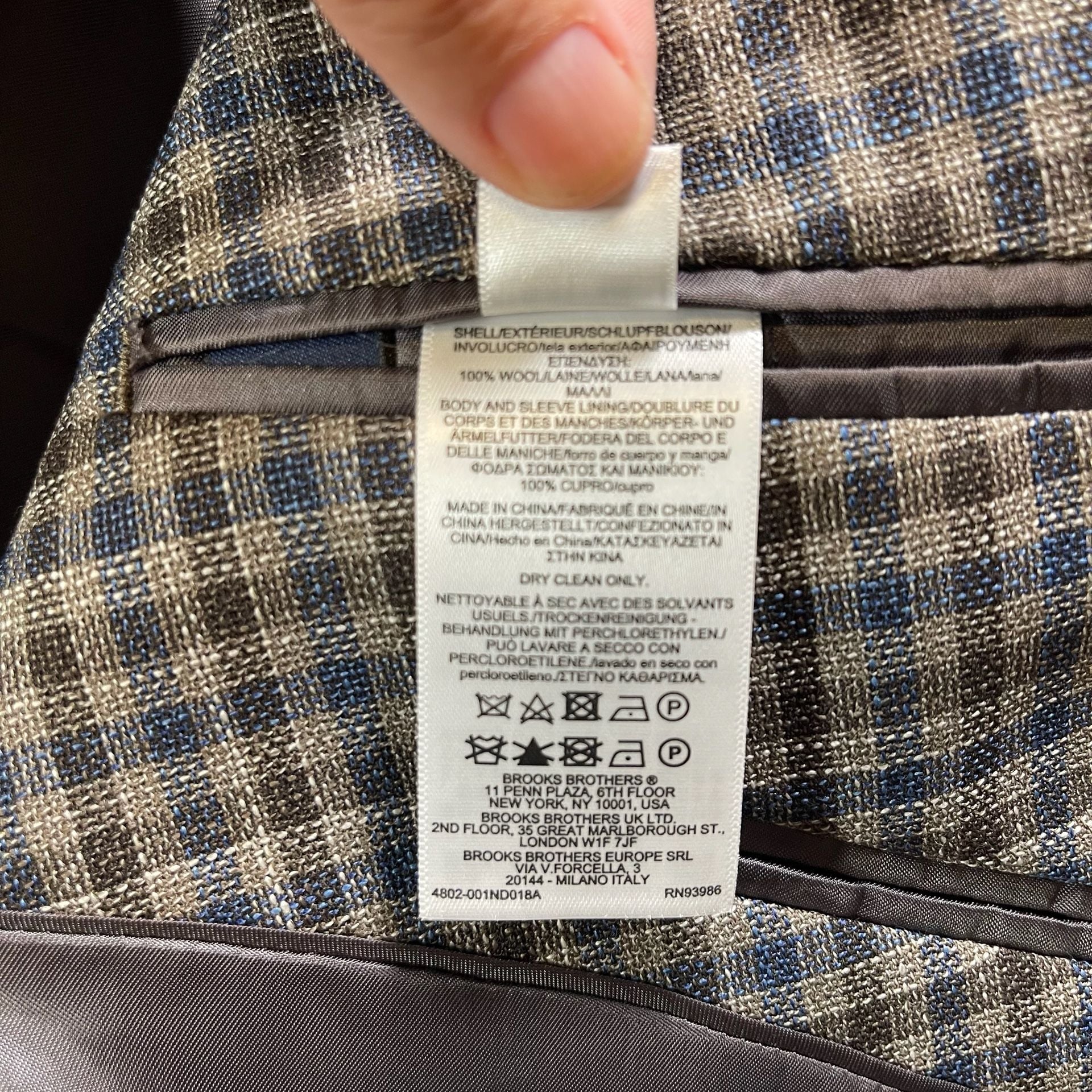 Brooks Brothers Regent Fit Sport Coat Size 48 Long Plaid Check Blazer 10