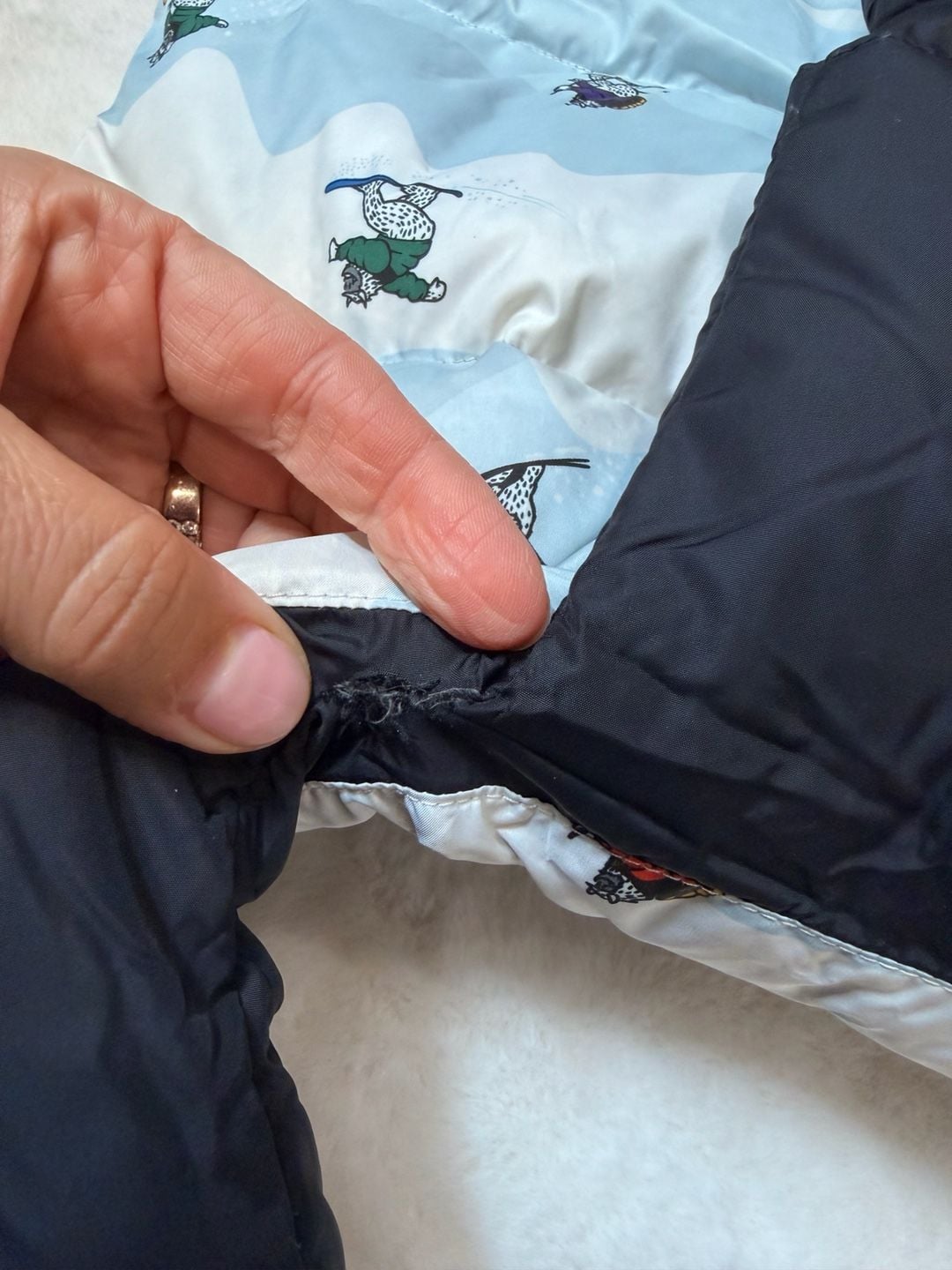 The North Face 1996 Retro Nuptse Graphic-Print Shell Bodysuit 18-24M Light Blue 6