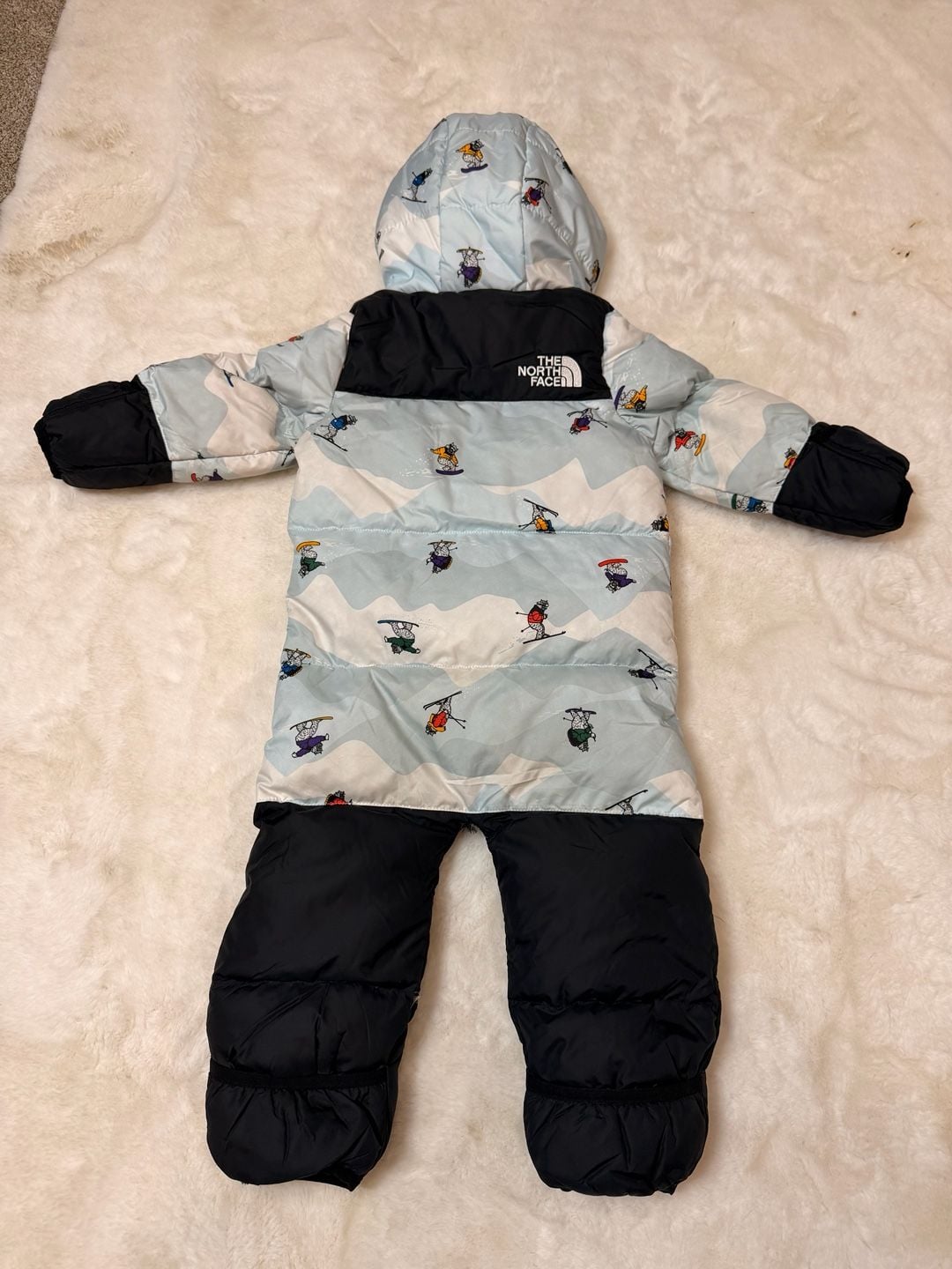 The North Face 1996 Retro Nuptse Graphic-Print Shell Bodysuit 18-24M Light Blue 7